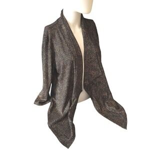 Clara Sun woo Womens XL‎ Copper Multi Metallic Shimmer Draped Open Cardigan KC
